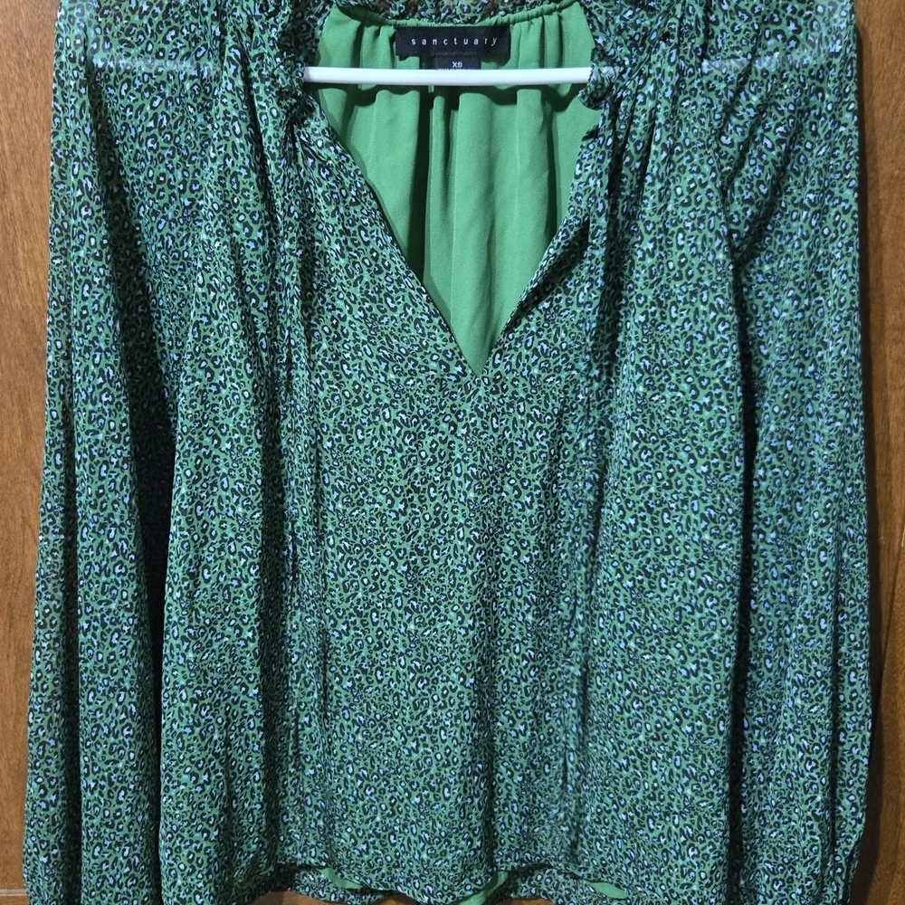Sanctuary Green Long Sleeve Relaxed Blouse